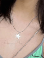 Silver Rhinestone Graceful Drop Decor Necklace image 1