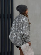 Silver Sequins Patchwork Bomber Coat image 1