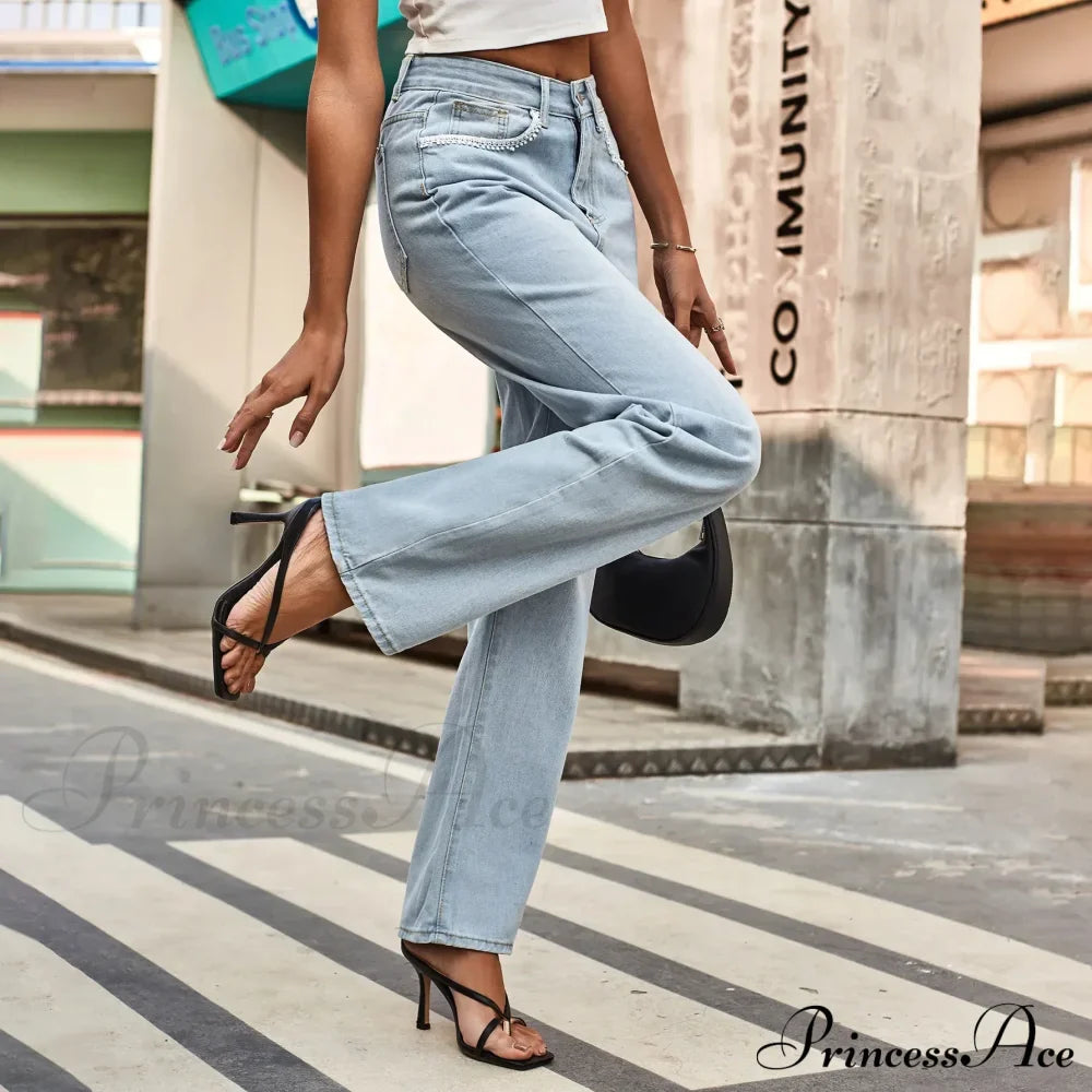 Simple New Loose Comfortable Fashion Slimming Light Blue Baggy Denim Jean image 1