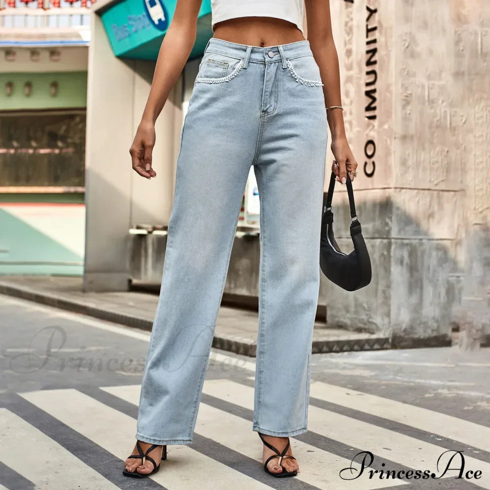 Simple New Loose Comfortable Fashion Slimming Light Blue Baggy Denim Jean image 4