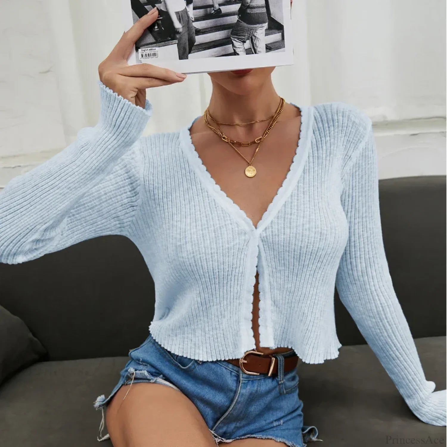 Simple Sexy Button-Up Autumn Winter Knitted Cardigan image 1