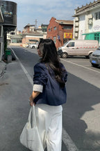 Simple Striped Sleeve Patchwork Casual Jacket image 8