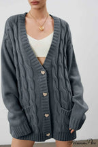 Single-breasted Knit Cable Cardigan image 6