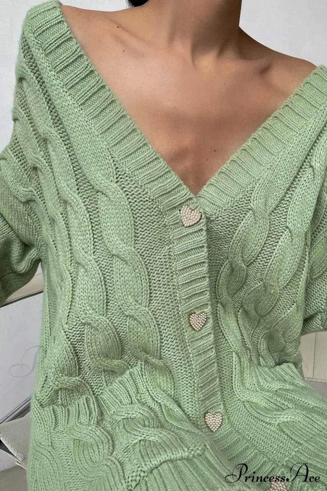 Single-breasted Knit Cable Cardigan image 4