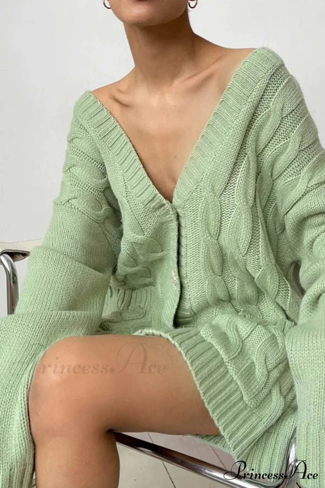 Single-breasted Knit Cable Cardigan image 3