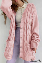 Single-breasted Knit Cable Cardigan image 1