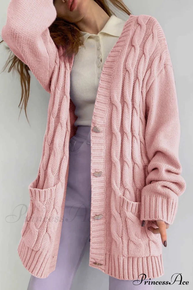 Single-breasted Knit Cable Cardigan image 1
