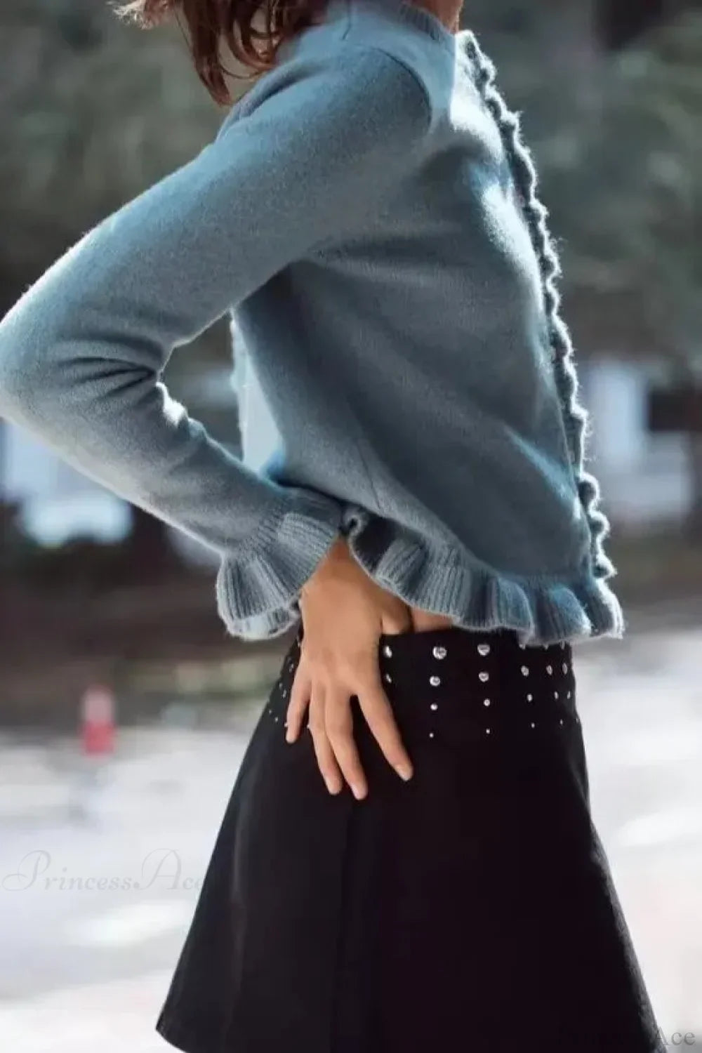 Single Breasted Ruffled Round Neck Cardigan image 2