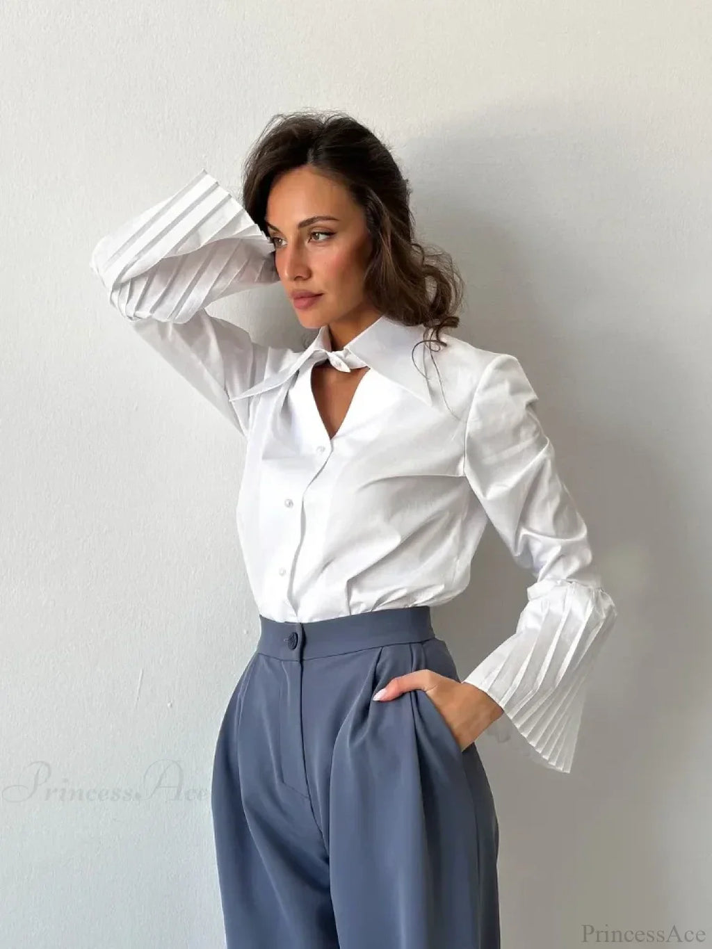 Single Breasted Ruffles Full Sleeve Blouse image 2