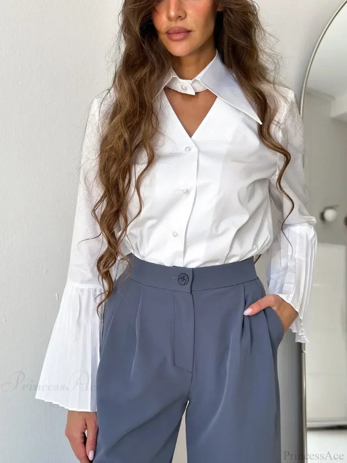Single Breasted Ruffles Full Sleeve Blouse image 4