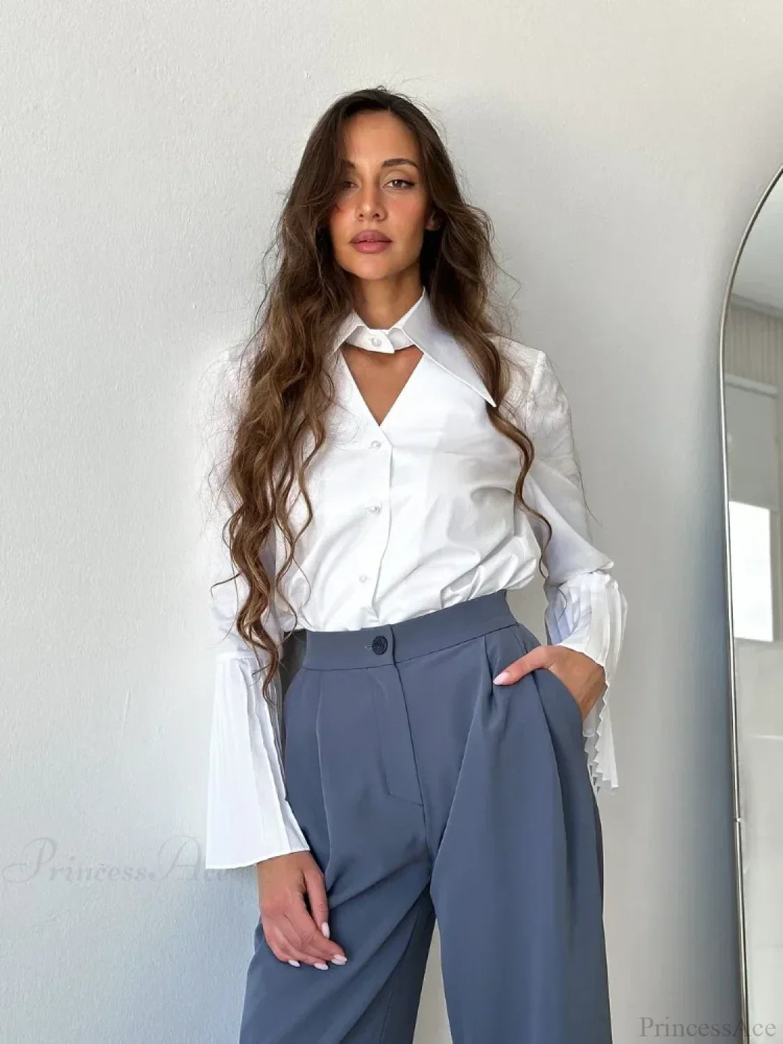 Single Breasted Ruffles Full Sleeve Blouse image 3