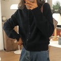 Single Breasted Solid Round Neck Knitted Cardigan image 7