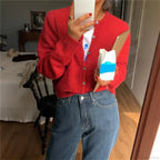 Single Breasted Solid Round Neck Knitted Cardigan image 14