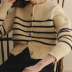 Single-breasted Striped Knit Cardigan image 5