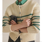 Single-breasted Striped Knit Cardigan image 2