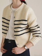 Single-breasted Striped Knit Cardigan image 6
