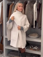 Single Buckle Woolen Irregular Coat image 3