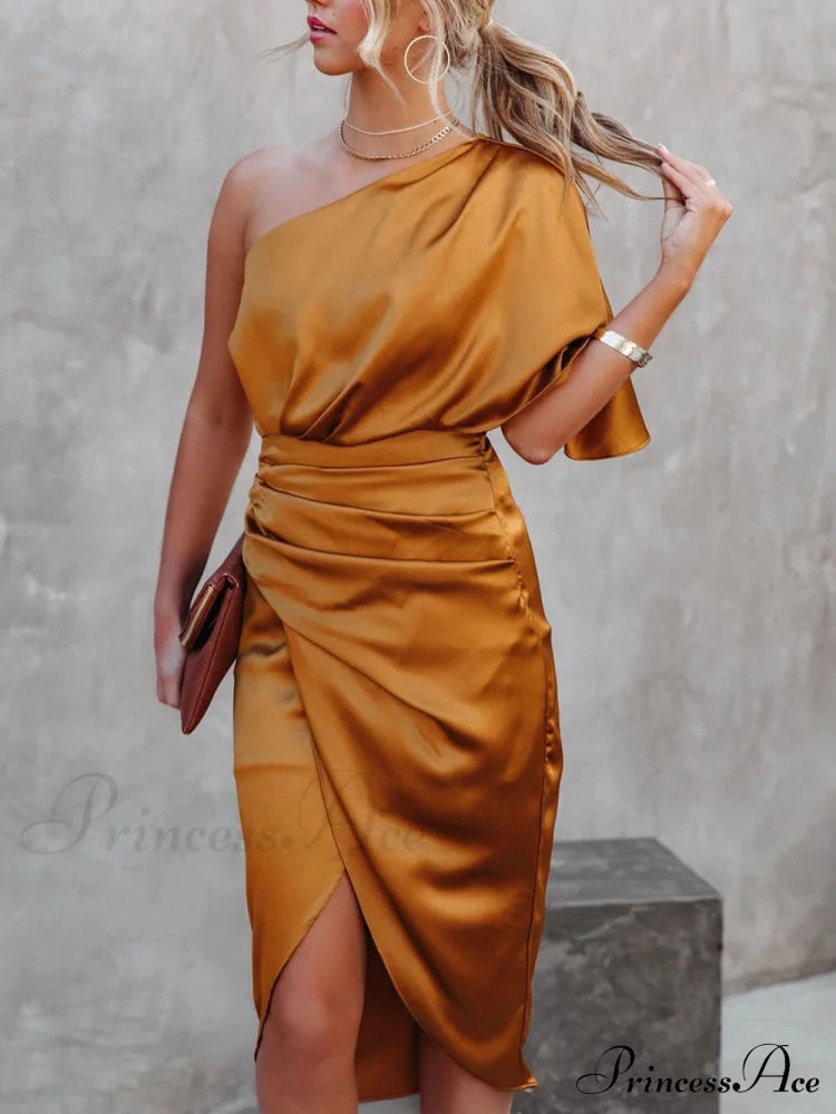 Single Sleeve Stylish Irregular Evening Dress image 6