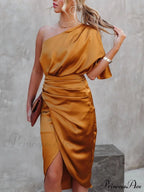 Single Sleeve Stylish Irregular Evening Dress image 6