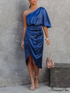 Single Sleeve Stylish Irregular Evening Dress image 13