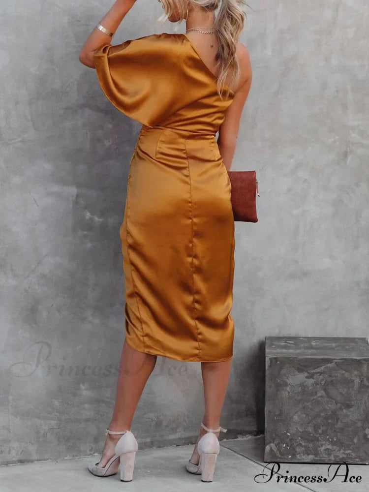 Single Sleeve Stylish Irregular Evening Dress image 8
