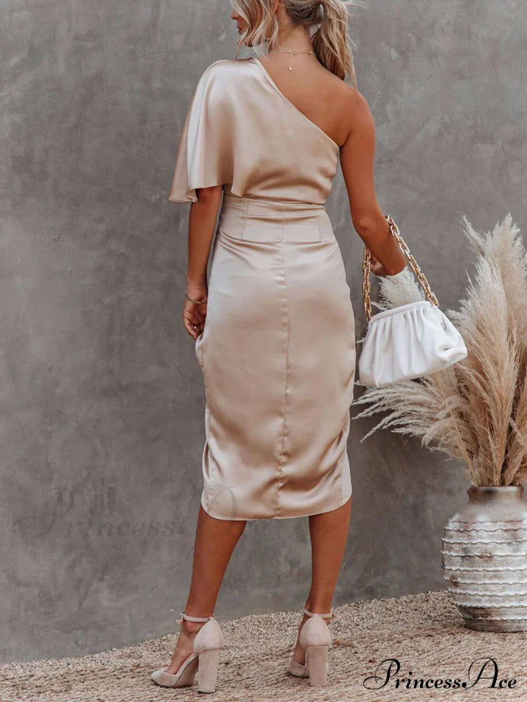 Single Sleeve Stylish Irregular Evening Dress image 4