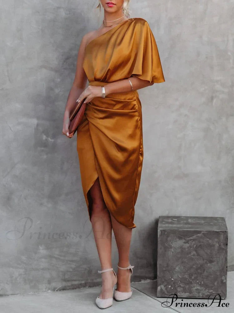 Single Sleeve Stylish Irregular Evening Dress image 5