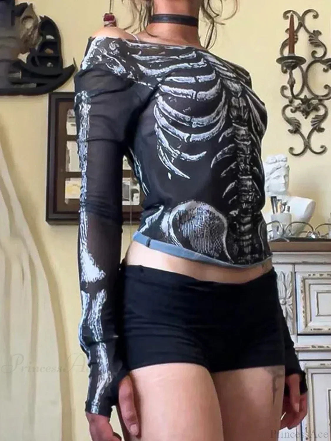Skeleton Print Knit Top image 2