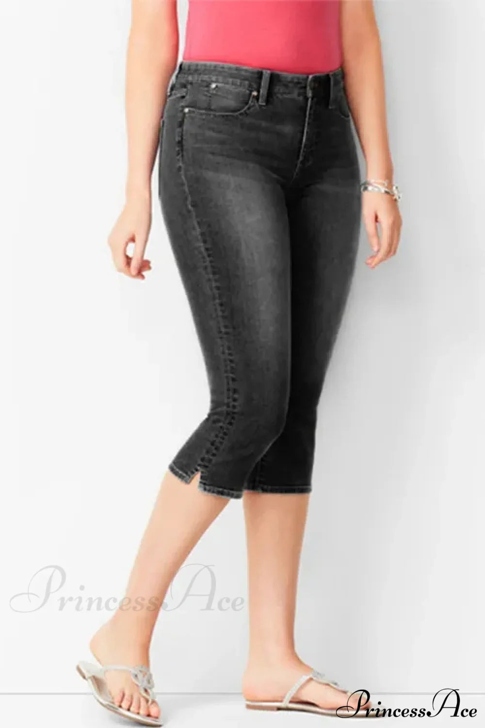 Skinny Knee Length Woman's Cropped Trousers Women Elastic High Waist Mom Oversize Blue Denim Pants Ladies Jean image 3