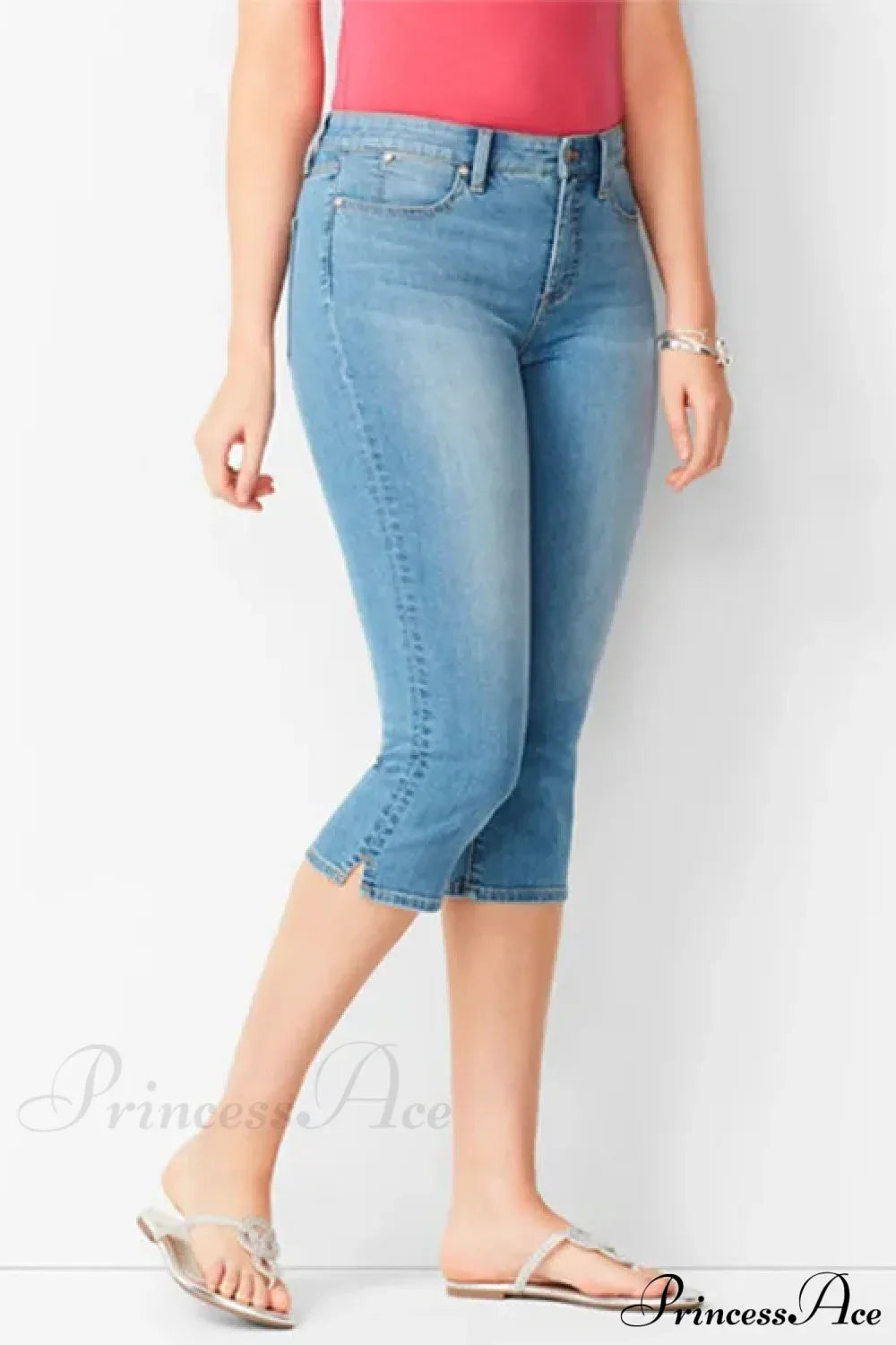 Skinny Knee Length Woman's Cropped Trousers Women Elastic High Waist Mom Oversize Blue Denim Pants Ladies Jean image 5