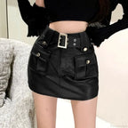 Skinny Pocket Wrap PU Skirt image 2