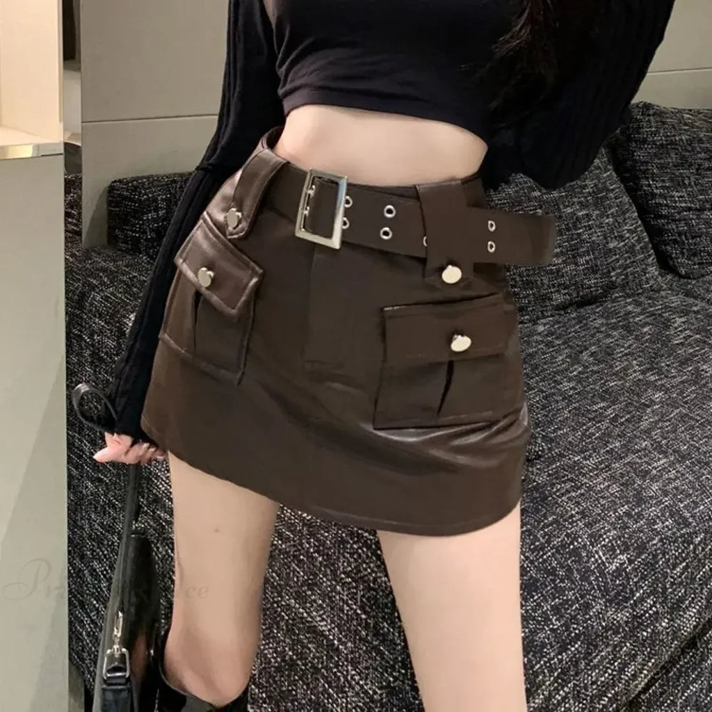 Skinny Pocket Wrap PU Skirt image 1