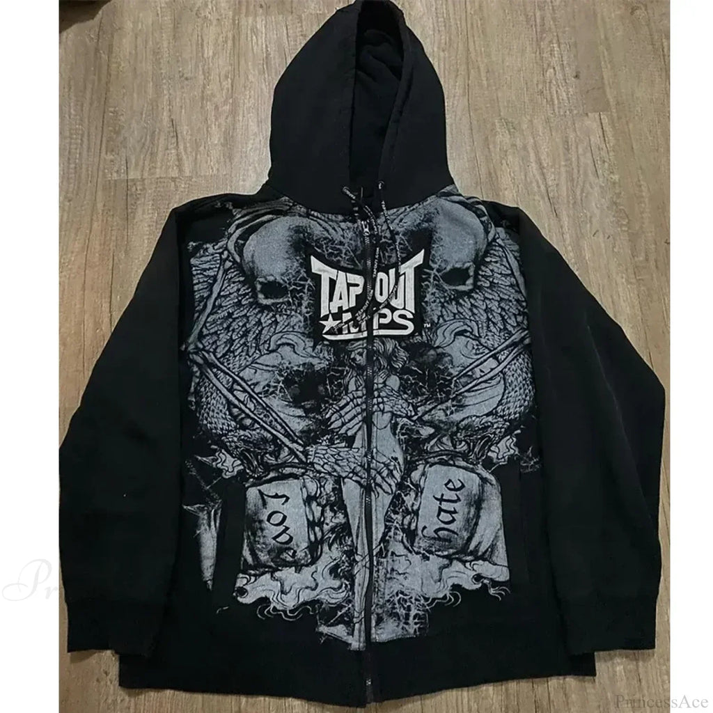 Skull Patchwork Zipper Hoodie image 16