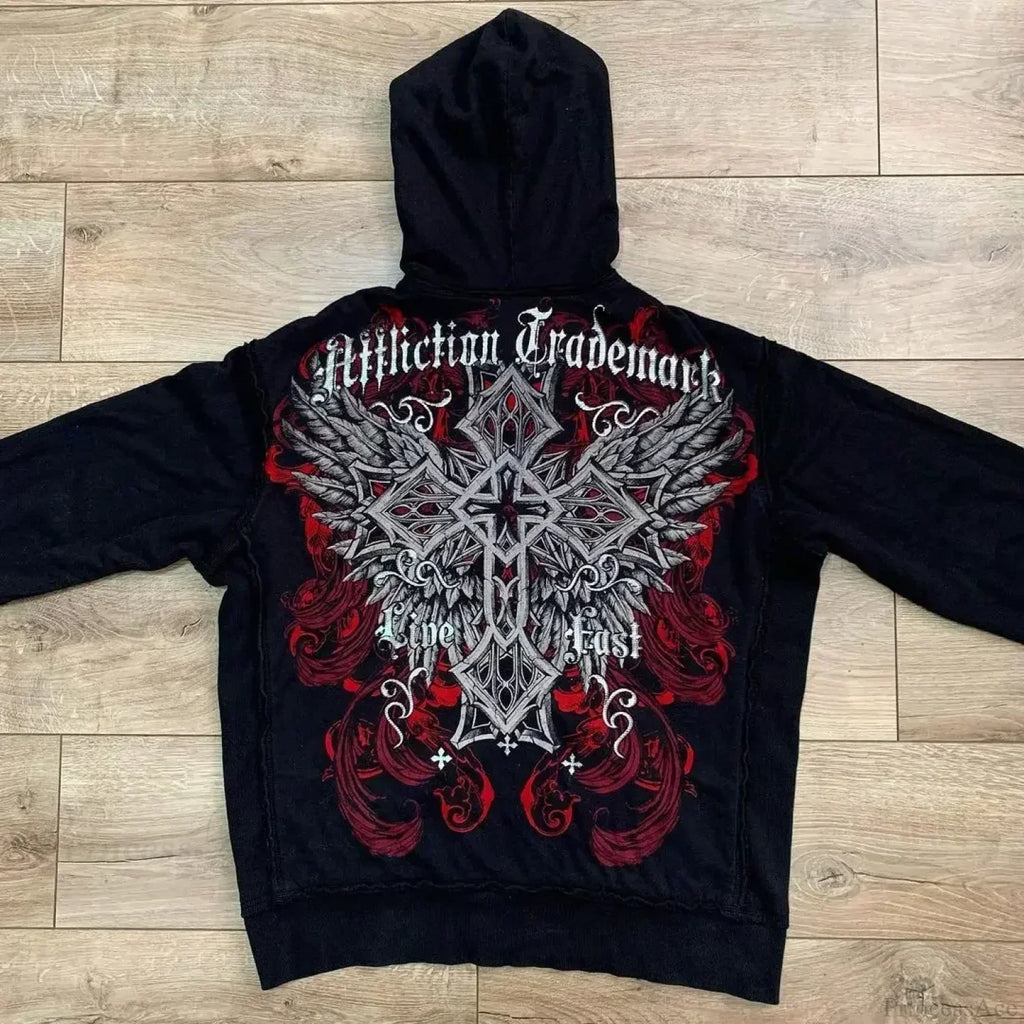 Skull Print Hooded Sweatshirt image 5