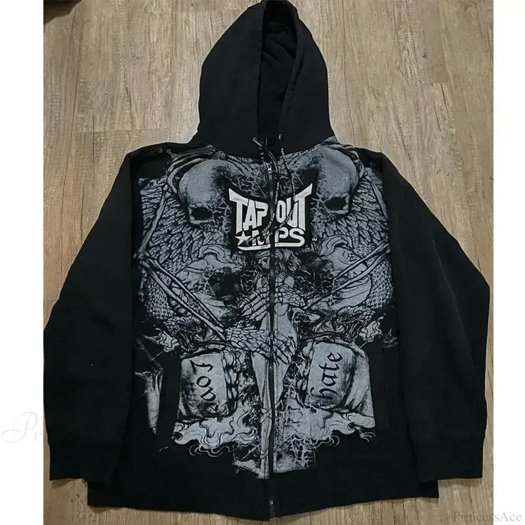 Skull Print Hooded Sweatshirt image 8