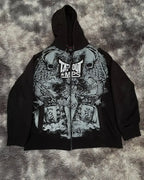 Skull Print Hooded Sweatshirt image 1