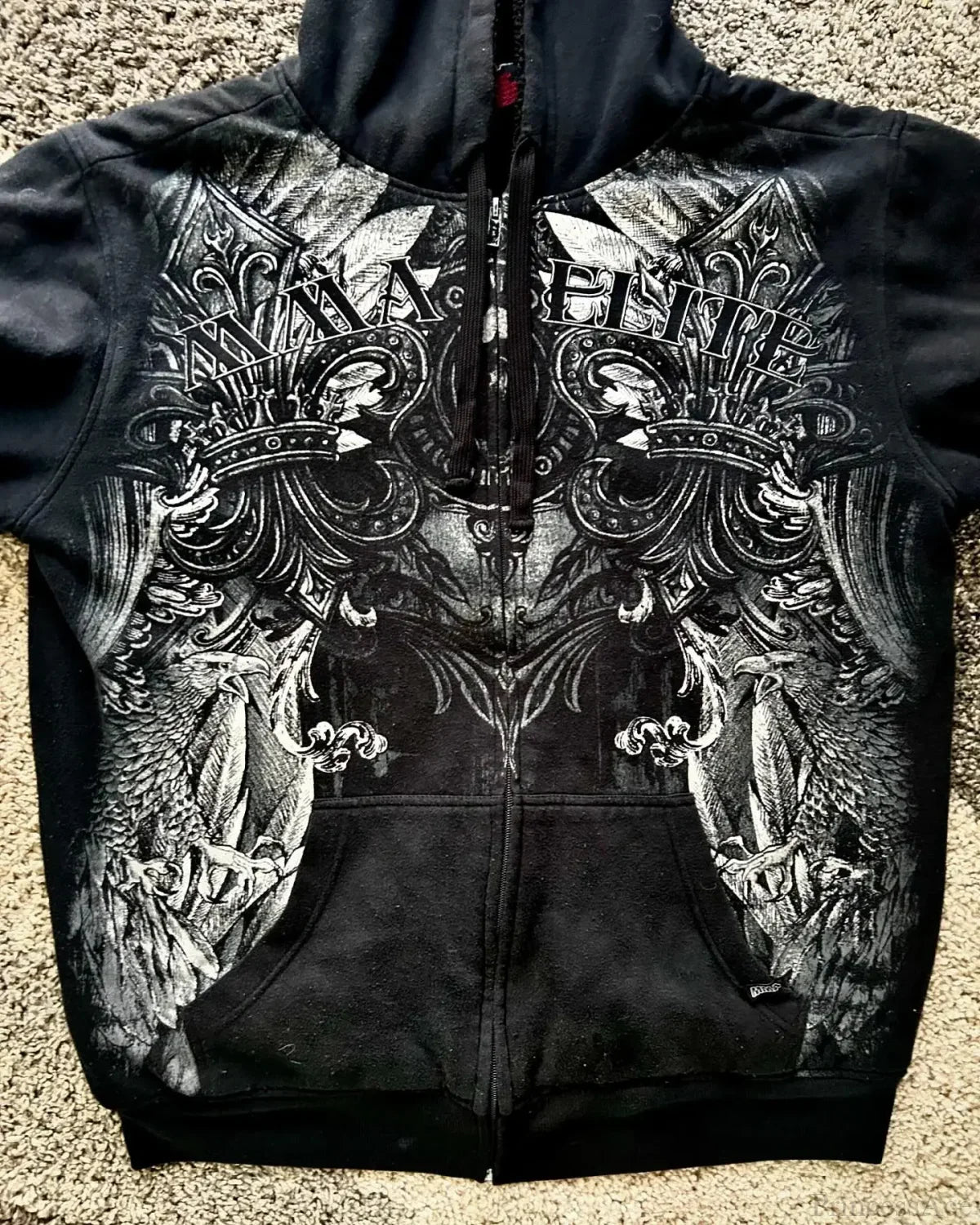 Skull Print Zipper Casual Hoodie image 4