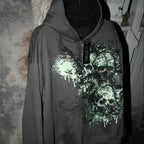 Skull Print Zipper Casual Hoodie image 7