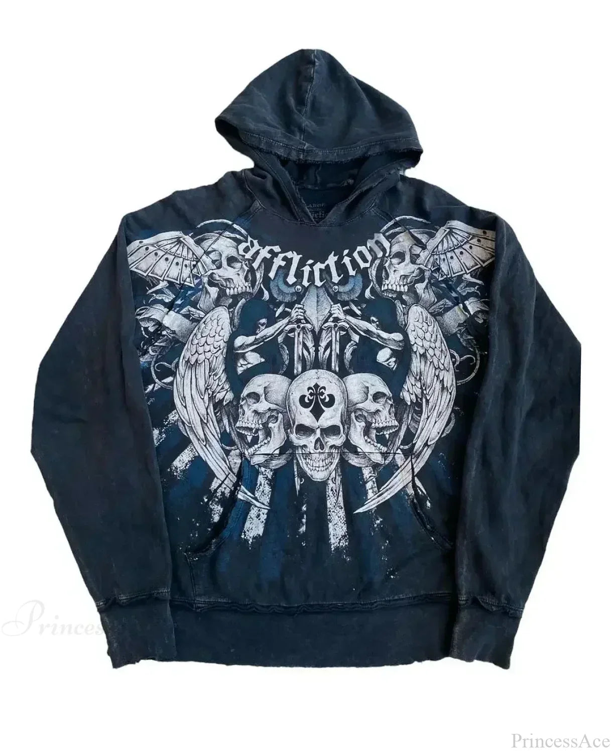 Skull Print Zipper Casual Hoodie image 9