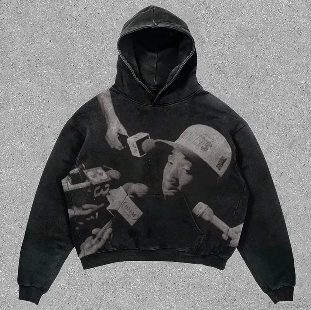Skull Rap Graphic Cotton Hoodie image 1