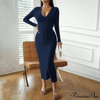 Sky Blue Midi Dress with Alluring Neckline and Comfort Fit image 6