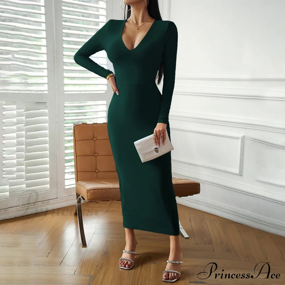 Sky Blue Midi Dress with Alluring Neckline and Comfort Fit image 4