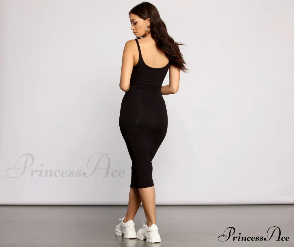 Slay Every Day Basic Graceful Scoop Neck Midi Dress image 2