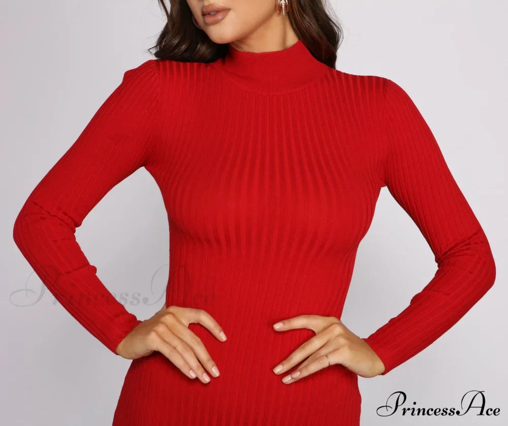 Slay In Basics Charming Ribbed Knit Mini Dress image 8