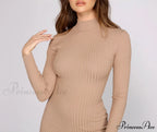 Slay In Basics Charming Ribbed Knit Mini Dress image 3