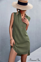 Sleeveless Black Half Button Dress image 3