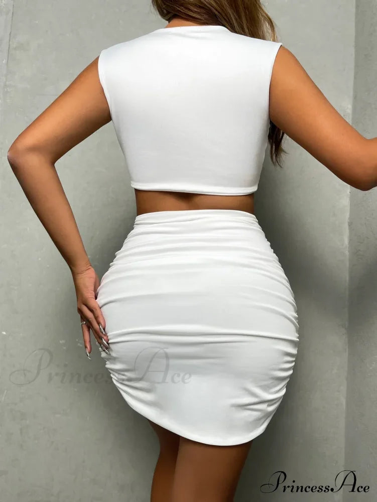 Sleeveless Bodycon Mini V Neck Slim Ruched Hollow Vestido OutFits Elegant Soild Cut Out Dress image 3