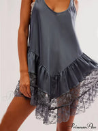 Sleeveless Lace Stylish Panel Mini Dress image 9