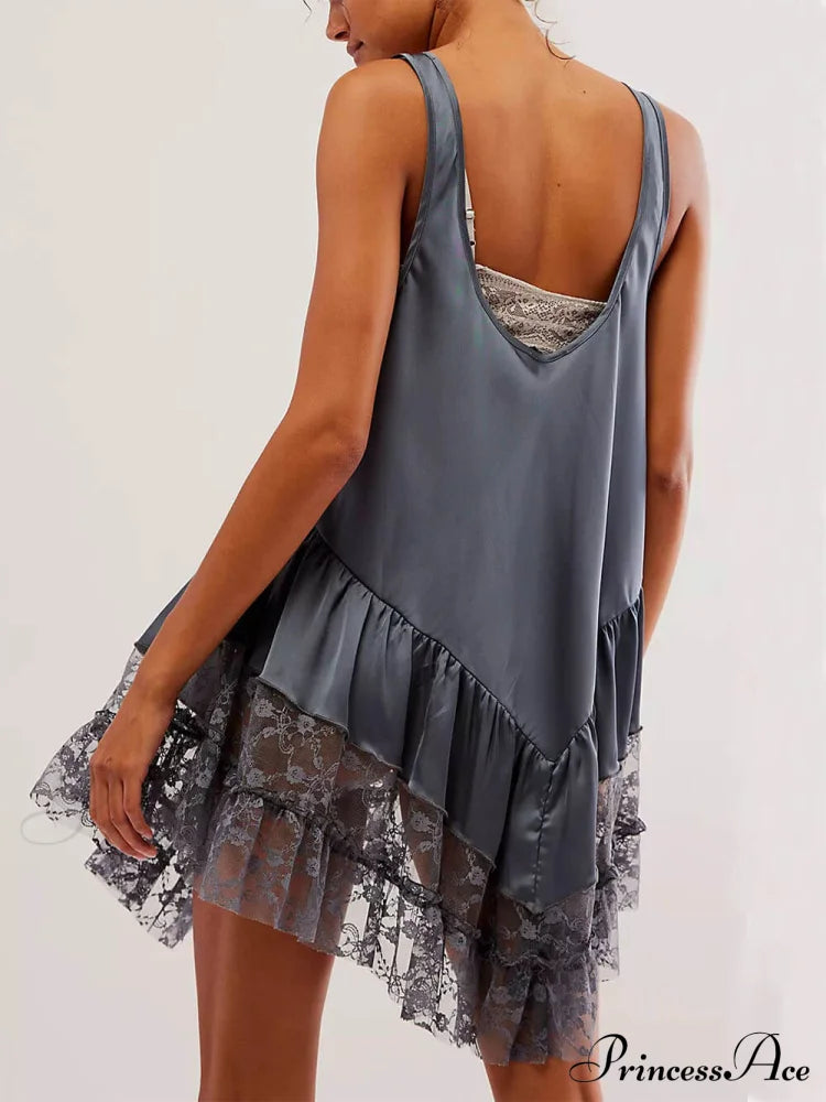 Sleeveless Lace Stylish Panel Mini Dress image 10