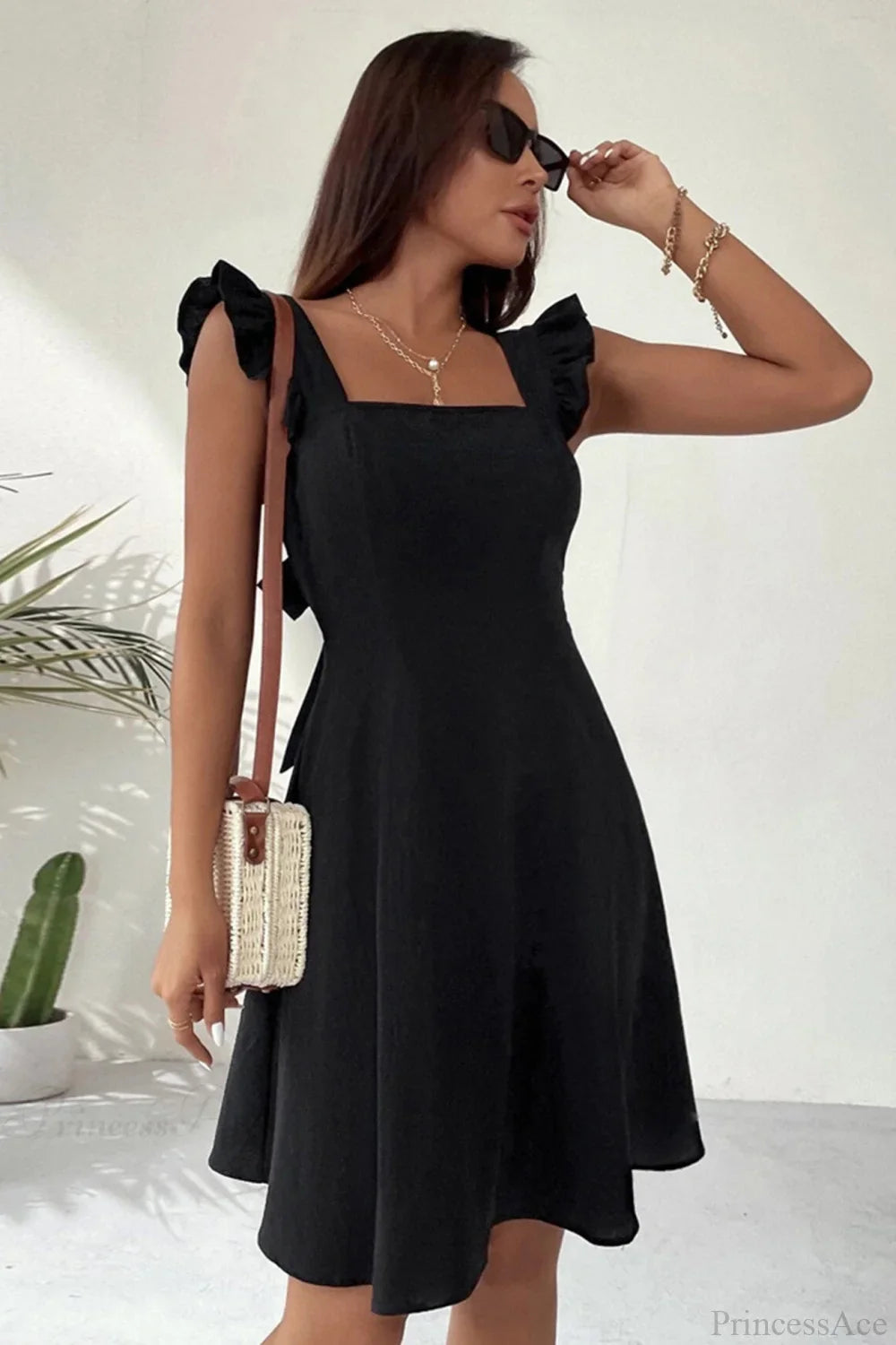 Sleeveless Mini Dress with Ruffle Tie-back image 10